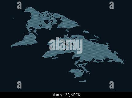Isometric dotted earth map. World map formed by dots. Global map with continents like africa, america, eurasia, europe asia and australia. Dots on dar Stock Vector
