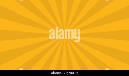 Retro background with rays or stripes in the center. Sunburst or sun burst retro background. Star burst abstract backdrop. Yellow color. Vector illust Stock Vector