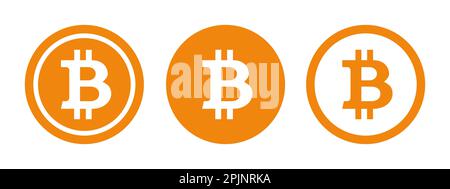 Bitcoin symbol. Crypto currency, bitcoin, bit coin logo. Digital currency sign. Orange color. Vector illustration. Stock Vector