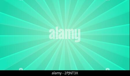 Retro background with rays or stripes in the center. Sunburst or sun burst retro background. Star burst abstract backdrop. Green color. Vector illustr Stock Vector