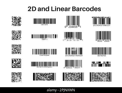 Set of QR Codes, linear codes. 2D code on isolated background. Vector illustration Stock Vector