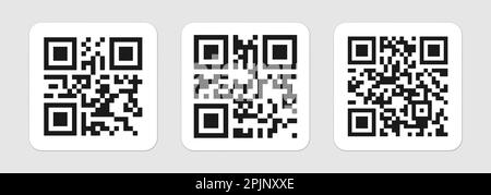 QR Code realistic sticker. 2D code pattern on isolated background. Vector illustration Stock Vector