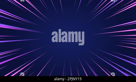 Radial or circular neon background. Neon rays. Abstract circular space background. Comic. Energy or speed concept. Neon Light. Laser rays. Night sky. Stock Vector