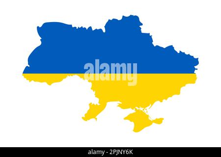 Ukrainian map. Ukrainian National Flag inside Ukraine. Borders of Ukraine. Vector illustration. Stock Vector