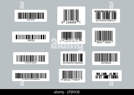 Set of linear codes. 2D code stickers on isolated background. Vector illustration Stock Vector