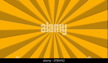 Retro background with rays or stripes in the center. Sunburst or sun burst retro background. Star burst abstract backdrop. Yellow, orange color. Vecto Stock Vector