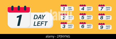 Days countdown banner. Web banner with calendar, numbers and days left text. Set of calendar icon. Last minute offer or sale countdown banner. Promoti Stock Vector