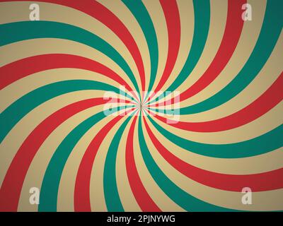Retro background with rays or stripes in the center. Sunburst or sun burst retro background. Star burst abstract backdrop. Red, turquoise color. Vecto Stock Vector