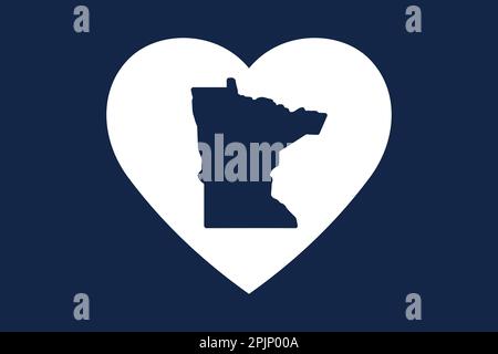 US American state inside the heart shape. Minnesota state. Patriotic heart symbol. Love America symbol. Vector illustration Stock Vector