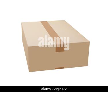 Delivery box on isolated background. Cardboard or carton realistic delivery boxes with scotch tape. 3d realistic package boxes. Vector illustration Stock Vector