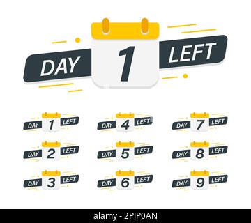 Days countdown banner. Web banner with calendar, numbers and days left text. Set of calendar icon. Last minute offer or sale countdown banner. Promoti Stock Vector