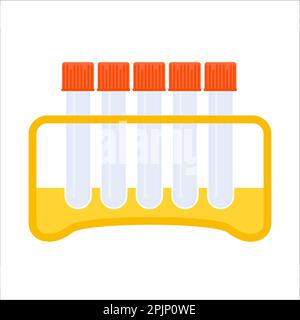 Empty blood specimen test tubes on rack Stock Vector