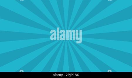 Retro background with rays or stripes in the center. Sunburst or sun burst retro background. Star burst abstract backdrop. Blue color. Vector illustra Stock Vector