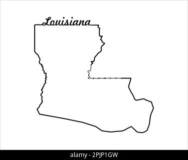 Louisiana state map. US state map. Louisiana outline symbol. Retro typography. Vector illustration Stock Vector