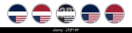 Circle Vote stickers or badge with us american flag. Sticker template. US, USA, american election, voting sign. US elections. Responsible voting badge Stock Vector