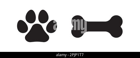 Dog footprint and bone. Pet symbols. Paw print. Vector illustration Stock Vector