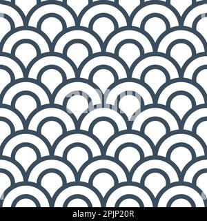 Japanese wave pattern. Fish scale pattern. Abstract wave pattern. Vector illustration Stock Vector