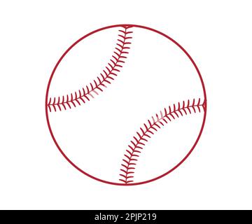 Outline Softball. Baseball. Red stitches. Baseball equipment. Vector illustration Stock Vector