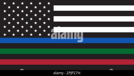 black flag with blue red and green stripes