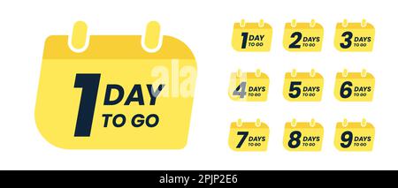 Days countdown banner. Web banner with calendar, numbers and days to go text. Set of last offer banners. Last minute offer or sale countdown banner. P Stock Vector