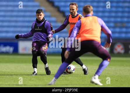 Coventry City's Gustavo Hamer battles with Coventry City's Liam Kelly during training at Coventry Building Society Arena, Coventry. Picture date: Monday April 3, 2023. Stock Photo