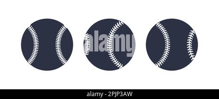 Set of softballs. Baseball balls. Glyph softballs. Baseball equipment. Vector illustration Stock Vector