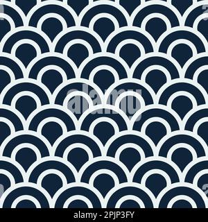 Japanese wave pattern. Fish scale pattern. Abstract wave pattern. Vector illustration Stock Vector