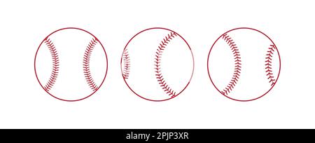 Set of softballs. Baseball balls. Outline softballs. Baseball equipment. Vector illustration Stock Vector