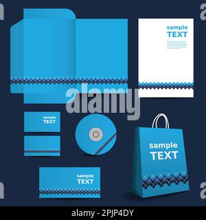 Stationery Template, Corporate Image Design with Checkered Pattern Stock Vector