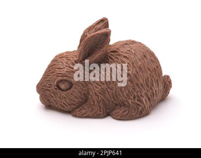 Side view of easter chocolate bunny isolated on white Stock Photo