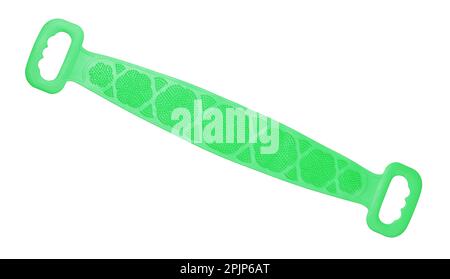 Green silicone double sided back scrubber massager isolated on white Stock Photo