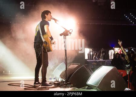 The singer Javi Robles performs during his presentation on the ...