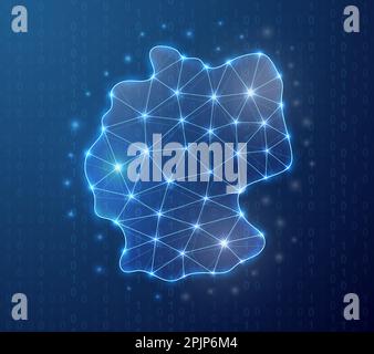 Germany polygonal symbol with binary code background. Germany map concept design illustration. Country map low poly symbol with connected dots Illustr Stock Vector