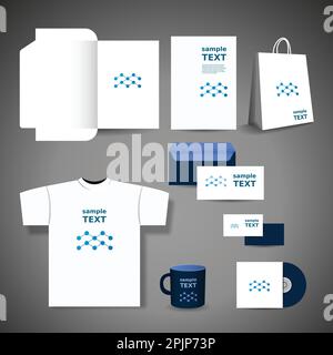Stationery Template, Corporate Image Design with Dotted Pattern Stock Vector