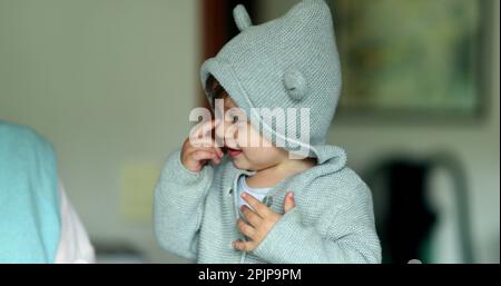 Grandfather and baby grandson interaction. Loving relationship grandparent and toddler boy Stock Photo