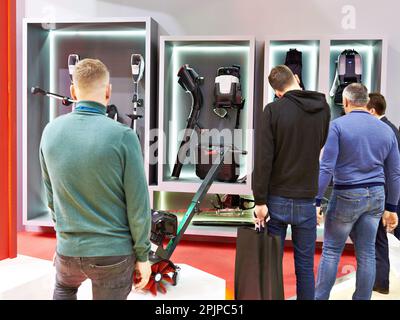People in a garden equipment store Stock Photo