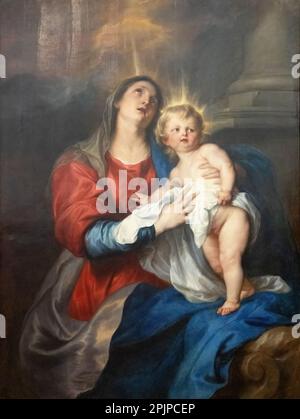 Sir Anthony van Dyck painting; The Virgin and Child, 1628; Flemish baroque artist painter in the 1600s - 17th century Stock Photo