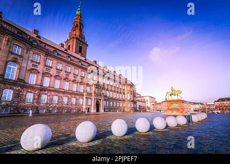 Copenhagen, Denmark. Sunny day with Christianborg, Danish Parliament and city downtown. Stock Photo