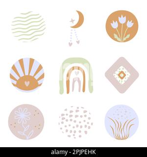 Abstract boho elements, cute colorful vector set Stock Vector