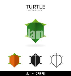 Origami vector logo and icon with turtle.  Stock Vector
