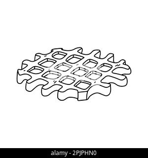 Hand drawn sketch of Belgian waffle bread. Vector drawing of Waffle ...