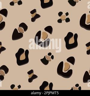 Leopard print, vector seamless pattern in beige and brown colors Stock Vector