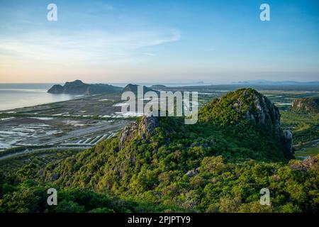 The Landscape and view from the Khao Daeng Viewpoint at the Village of Khao Daeng in the Sam Roi Yot National Park in the Province of Prachuap Khiri K Stock Photo