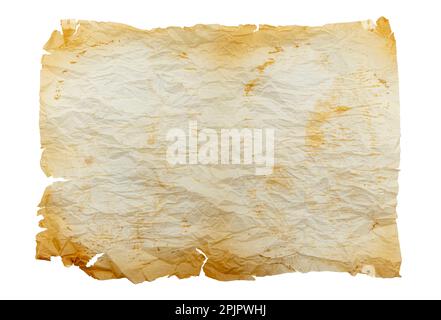 Old crumpled paper on a white background. Papyrus. Baking paper Stock Photo