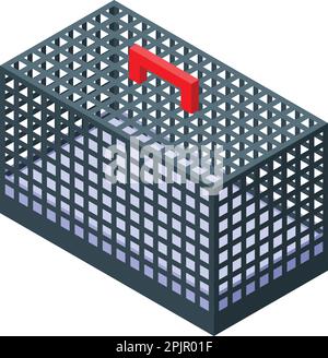 Pet cage icon isometric vector. Cat carrier. Animal travel Stock Vector