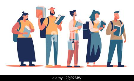 People with books. Reading concept. Vector Illustration. EPS10 Stock Vector