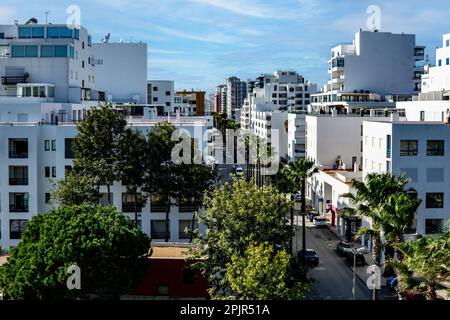 A view of the town of Quarteira, Portugal. Stock Photo
