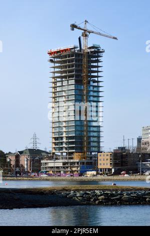 One 77, a luxury residential tower at 7177 Quinpool Road under construction in the Armdale area of Halifax, Nova Scotia, Canada (March 2023) Stock Photo