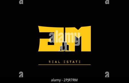 Real Estate letters Initials Monogram logo JM , MJ Stock Vector