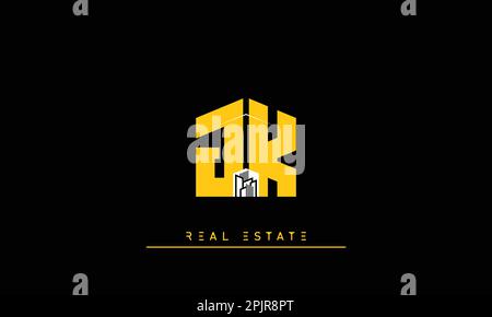 Real Estate letters Initials Monogram logo JK , KJ Stock Vector